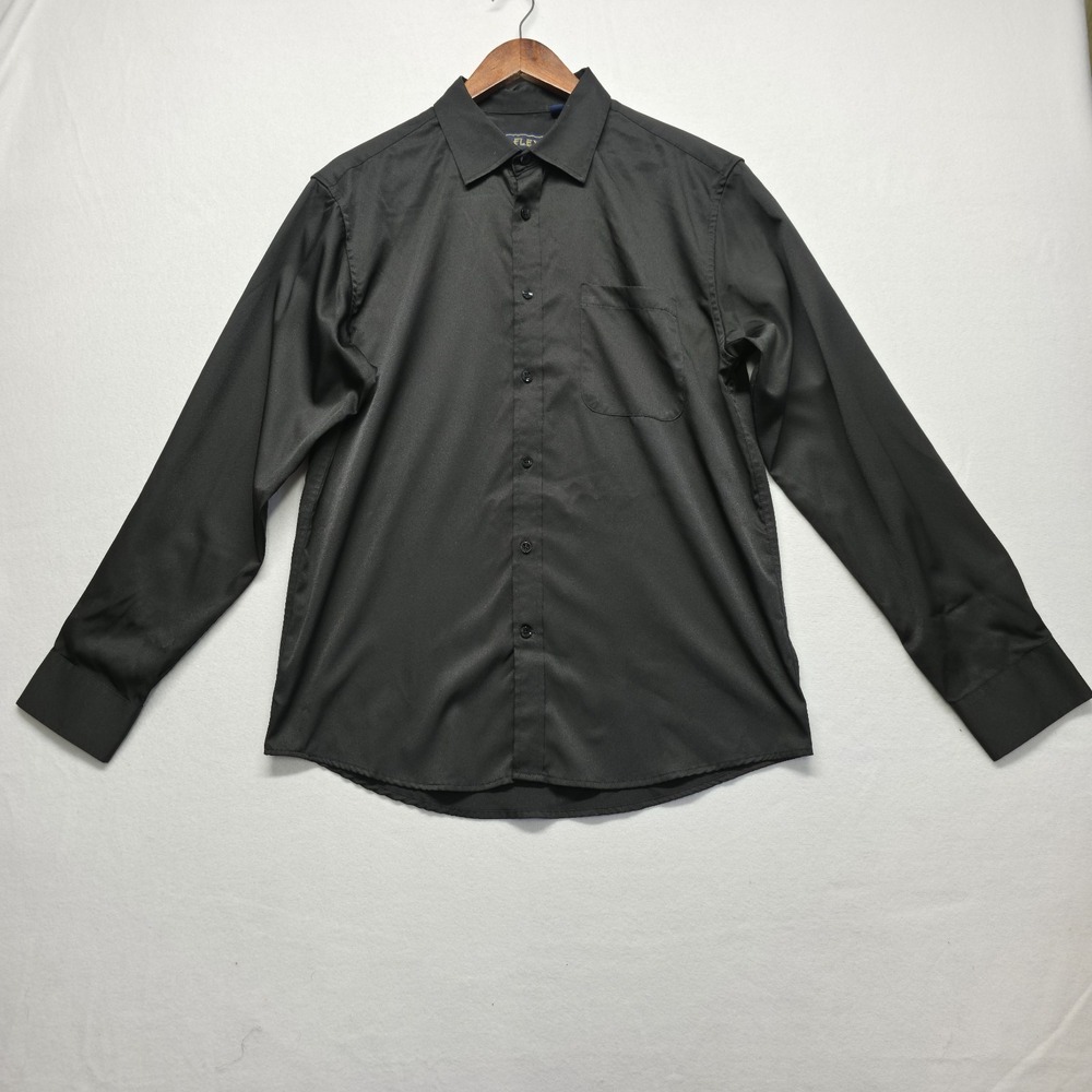 Flex Men's Luxury Collection Black Silk Long Sleeve Button Up Shirt Size Medium